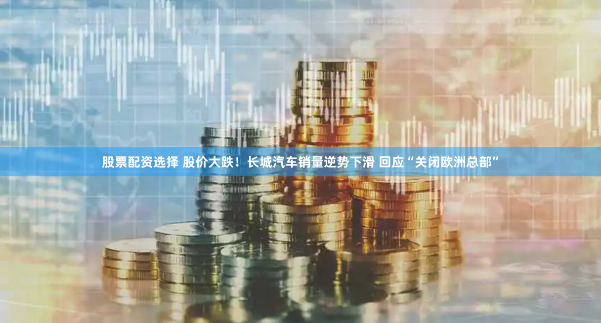 股票配资选择 股价大跌！长城汽车销量逆势下滑 回应“关闭欧洲总部”