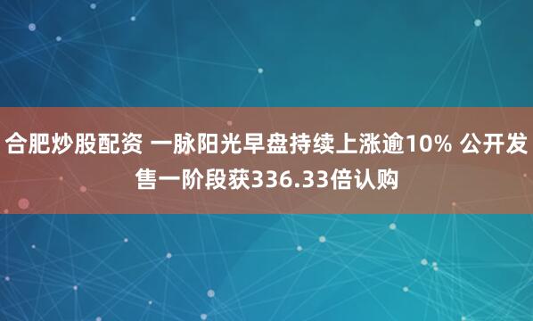 合肥炒股配资 一脉阳光早盘持续上涨逾10% 公开发售一阶段获336.33倍认购